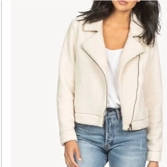 Anthropologie LILLA P SHERPA MOTO JACKET Size XL - Picture 1 of 9